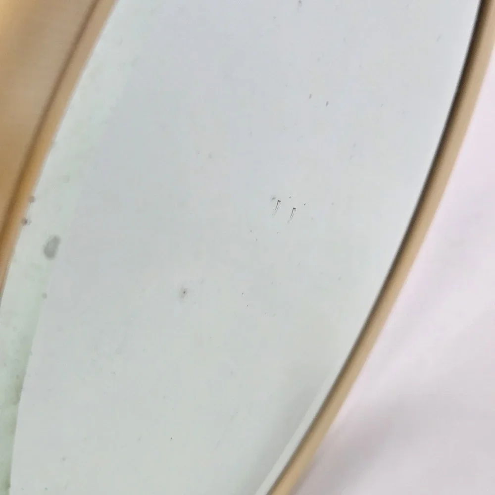 Antique French Ivory Celluloid‎ Hand Mirror Beveled Glass Vanity Art Deco 1920s